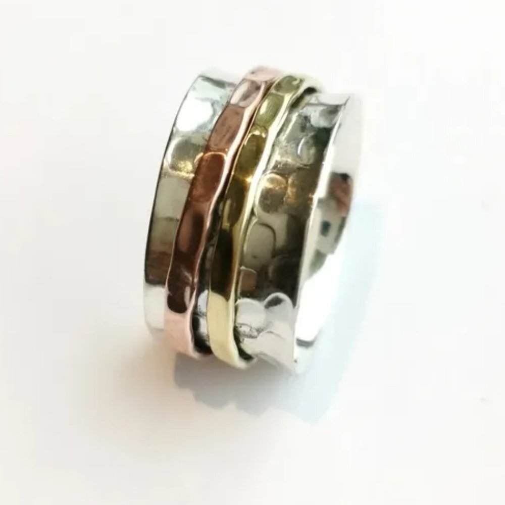 Sterling Silver spinner ring meditation spinning unisex Size 10